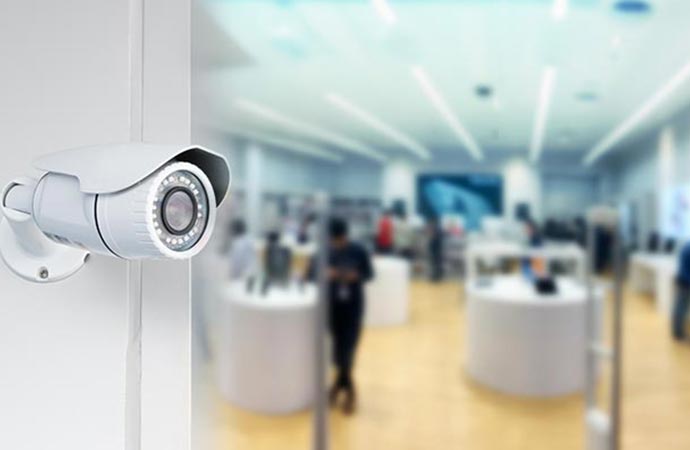 installed security camera on business space