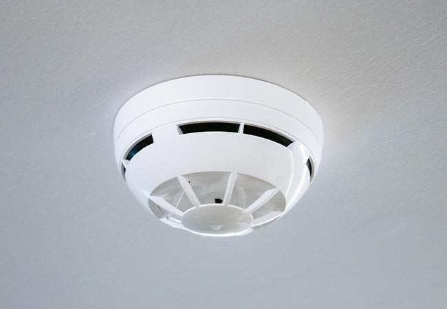Smoke flame detector installation on the ceiling